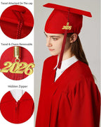 Unisex Matte Graduation Cap & Gown with Tassel 2026 Year Charm ( Rich Color )