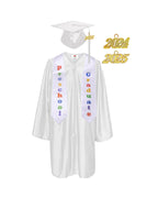 Shiny Preschool and Kindergarten Graduation Gown & Cap Tassel with 2025 Year Charm and stole