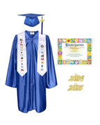 MyGradDay Kindergarten Graduation Cap Gown Stole Package with 2026 Tassel, Certificate