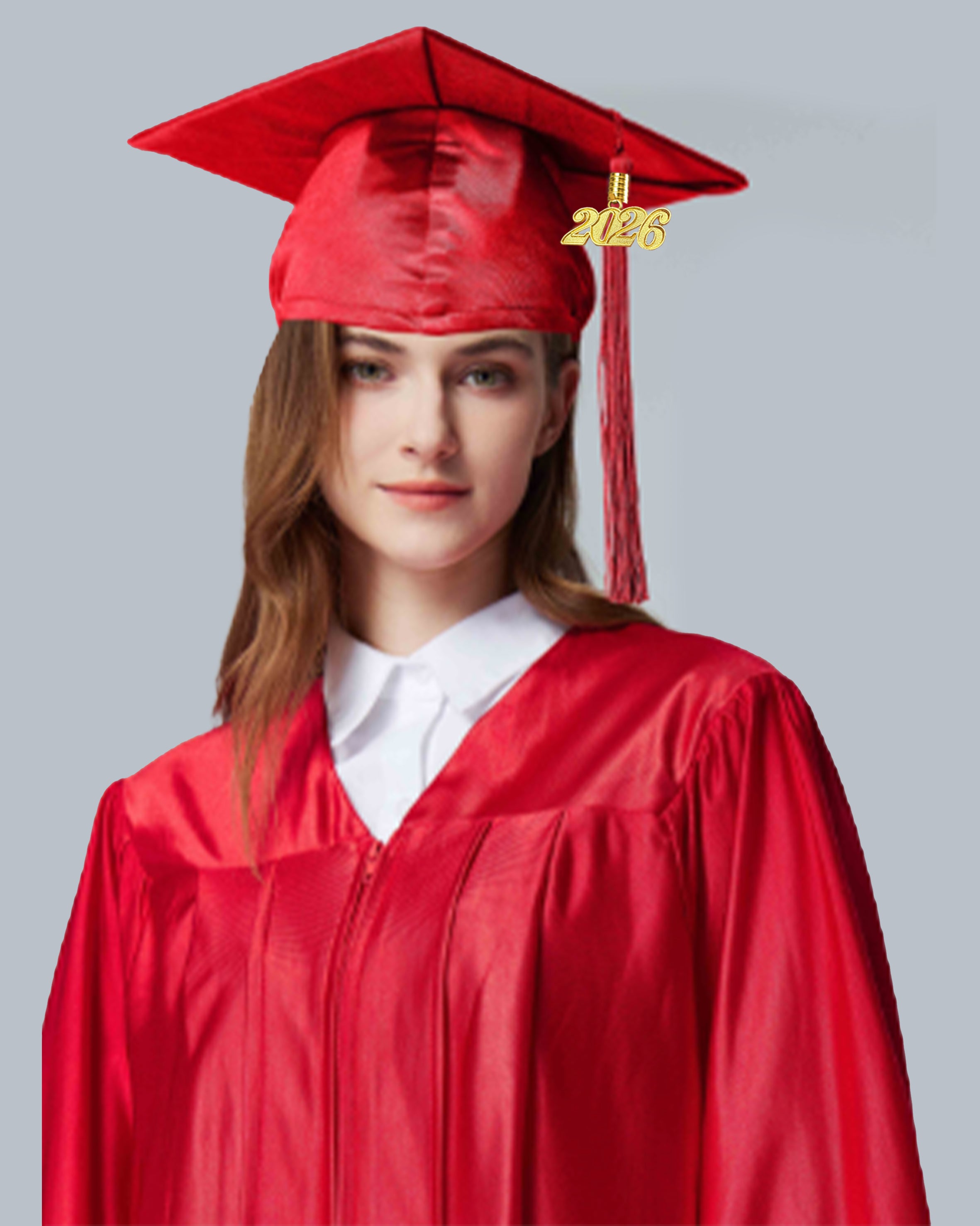 Unisex Shiny Graduation Cap and Gown with Tassel 2026 Year Charm ( Rich Color )