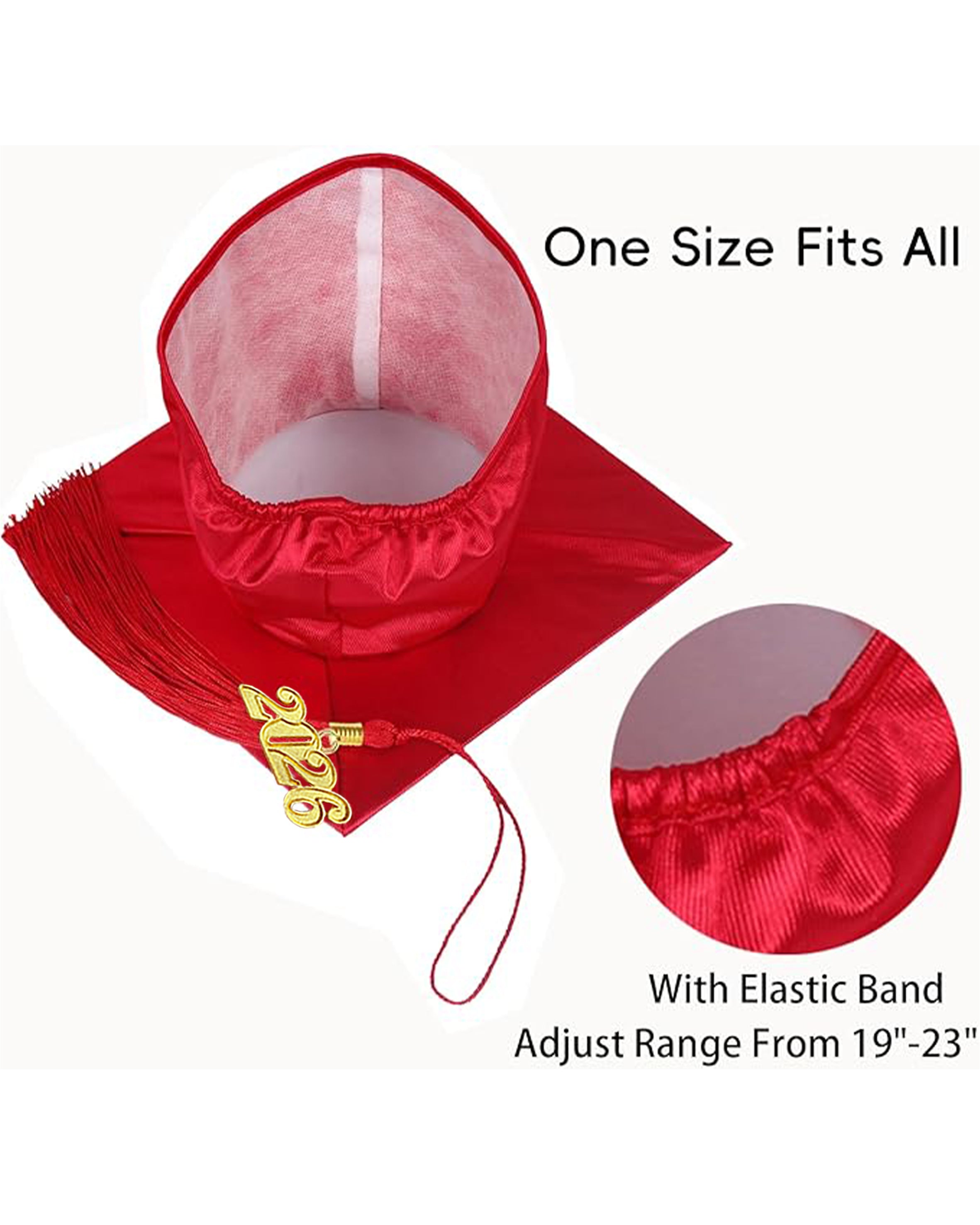 MyGradDay Unisex Adult Shiny Graduation Cap with Tassel 2026 Year Charm