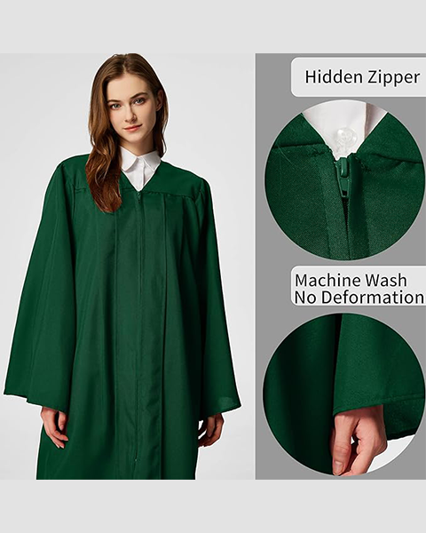 Forest Green Unisex Matte choir robes for church Baptism Officiant Confirmation Costume,Graduation Gown Pastor &judges robe