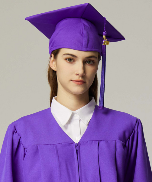 Unisex Adult Matte Graduation Cap with Graduation Tassel Charm 2024（Purple）