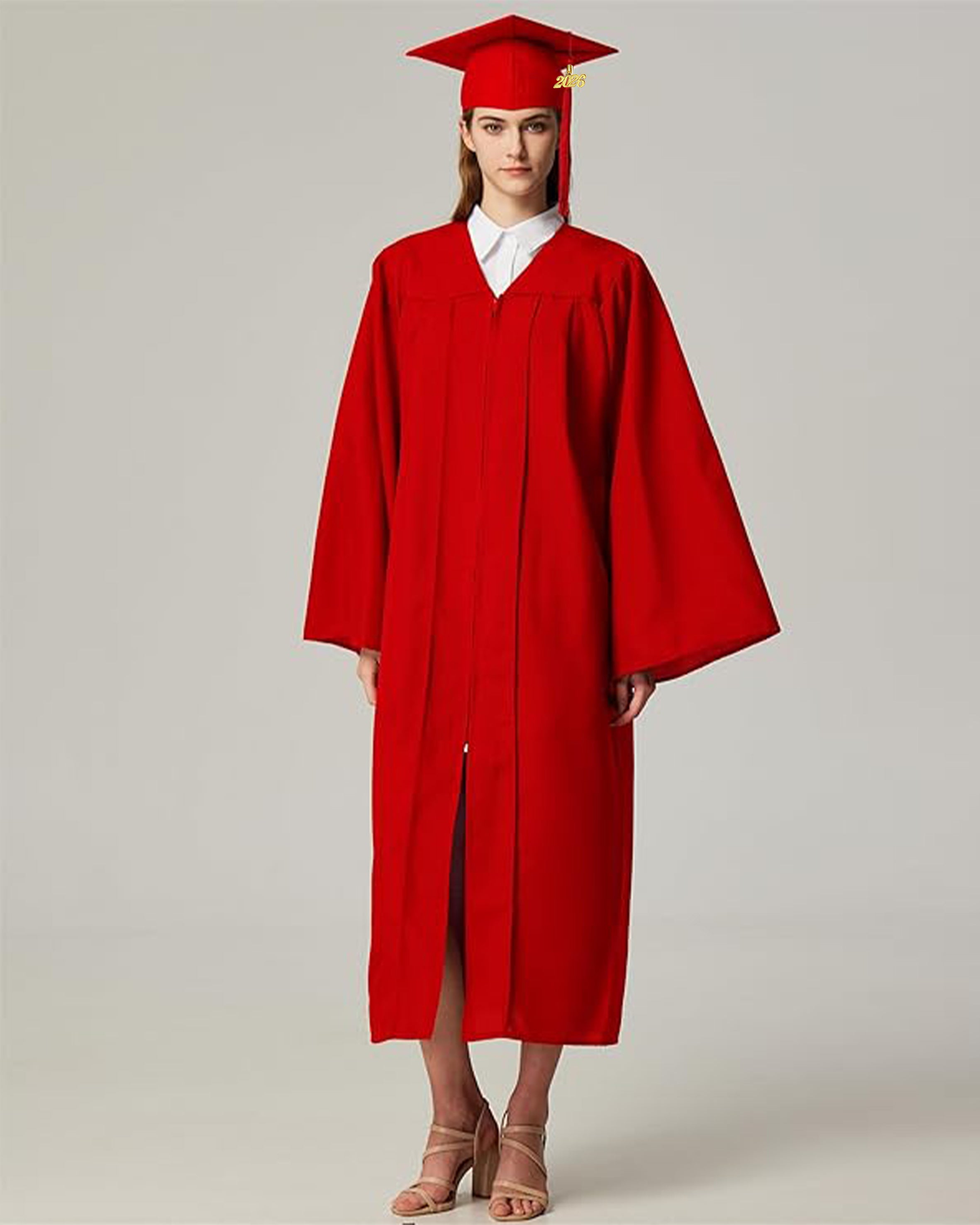 Unisex Matte Graduation Cap & Gown with Tassel 2026 Year Charm ( Rich Color )