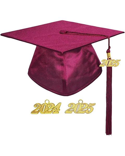 MyGradDay Unisex Adult Shiny Graduation Cap with 2024+2025 Tassel Year Charm