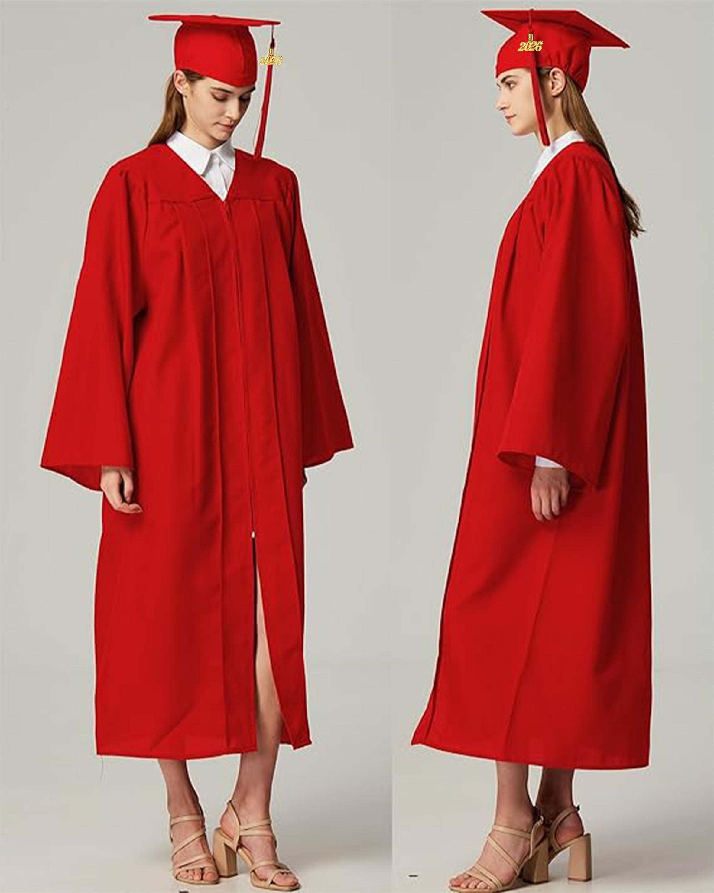 Unisex Matte Graduation Cap & Gown with Tassel 2026 Year Charm ( Rich Color )