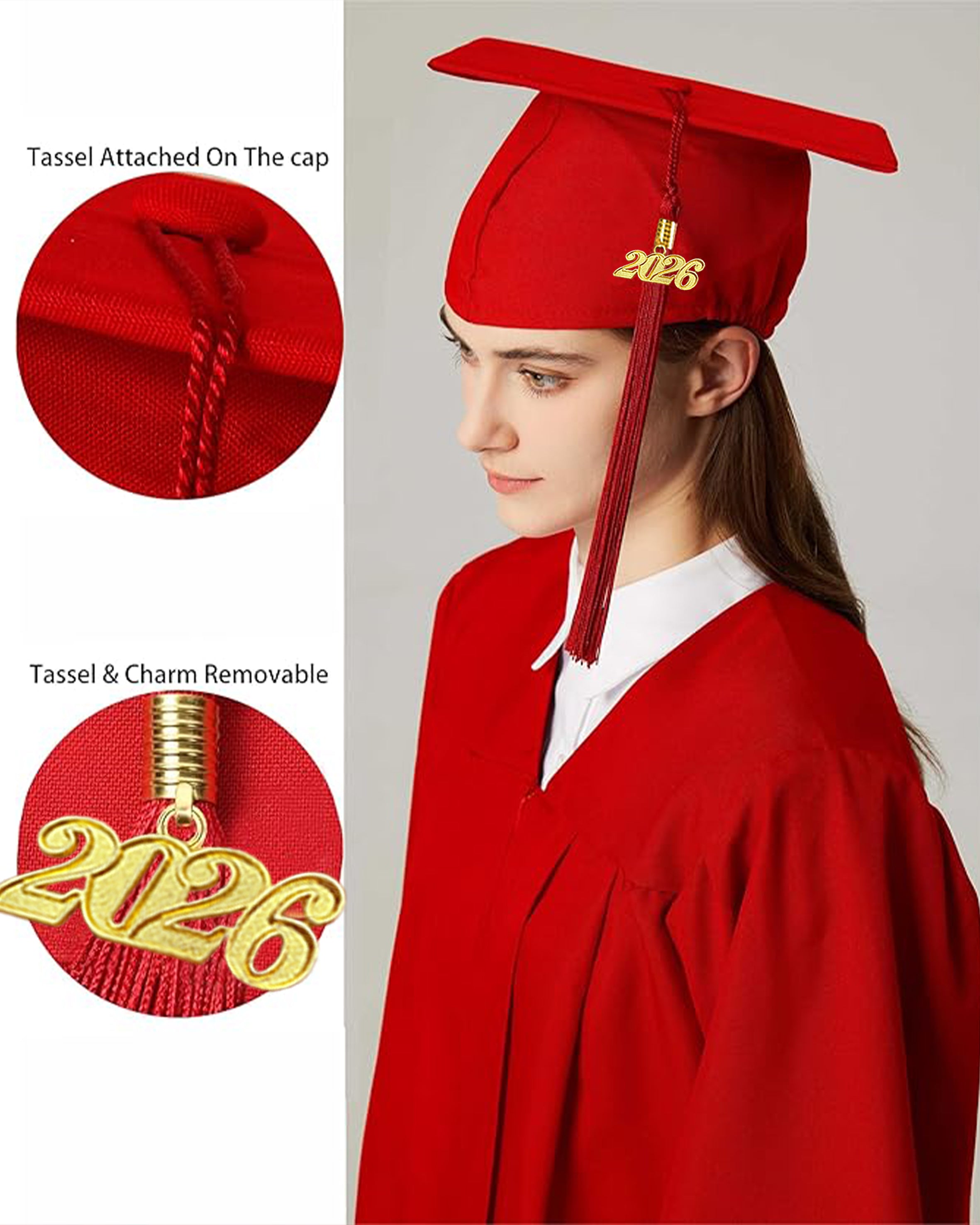 MyGradDay Unisex Adult Matte Graduation Cap with Tassel 2026 Year Charm