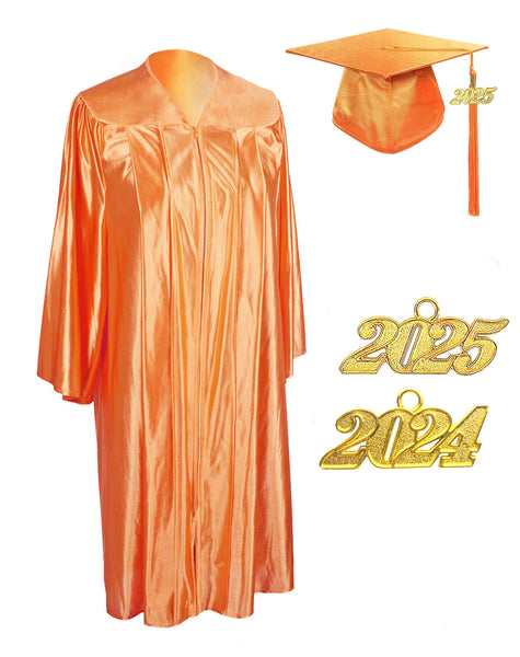 Unisex  Shiny Graduation Cap & Gown with Tassel 2025 Year Charm Rich Color