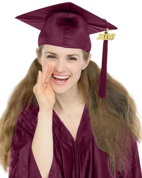 MyGradDay Unisex Adult Shiny Graduation Cap with 2024+2025 Tassel Year Charm