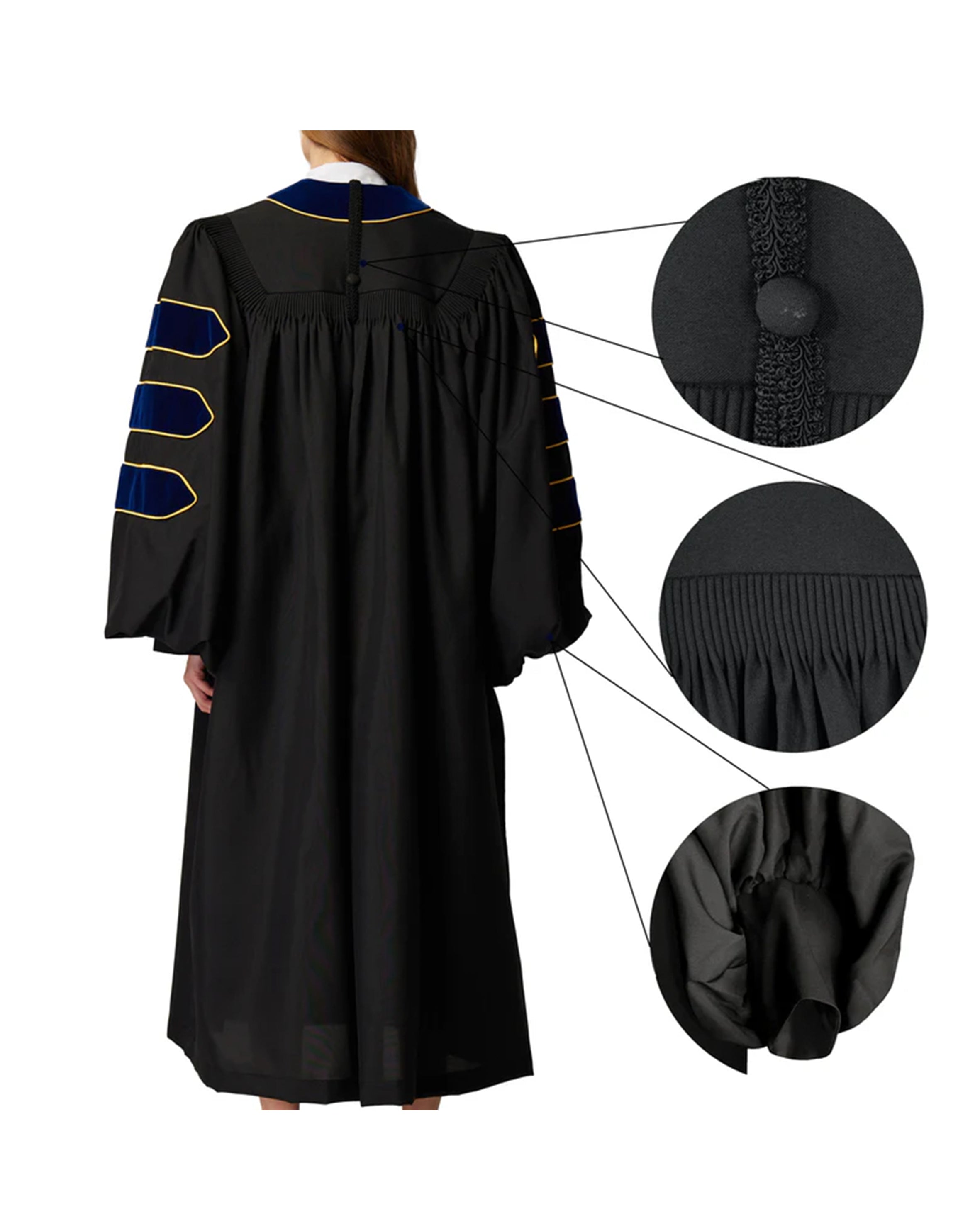 MyGradDay Unisex Deluxe Doctor of Divinity Clergy Robes  Doctorate pulpit robes with Gold Piping Available for Customization
