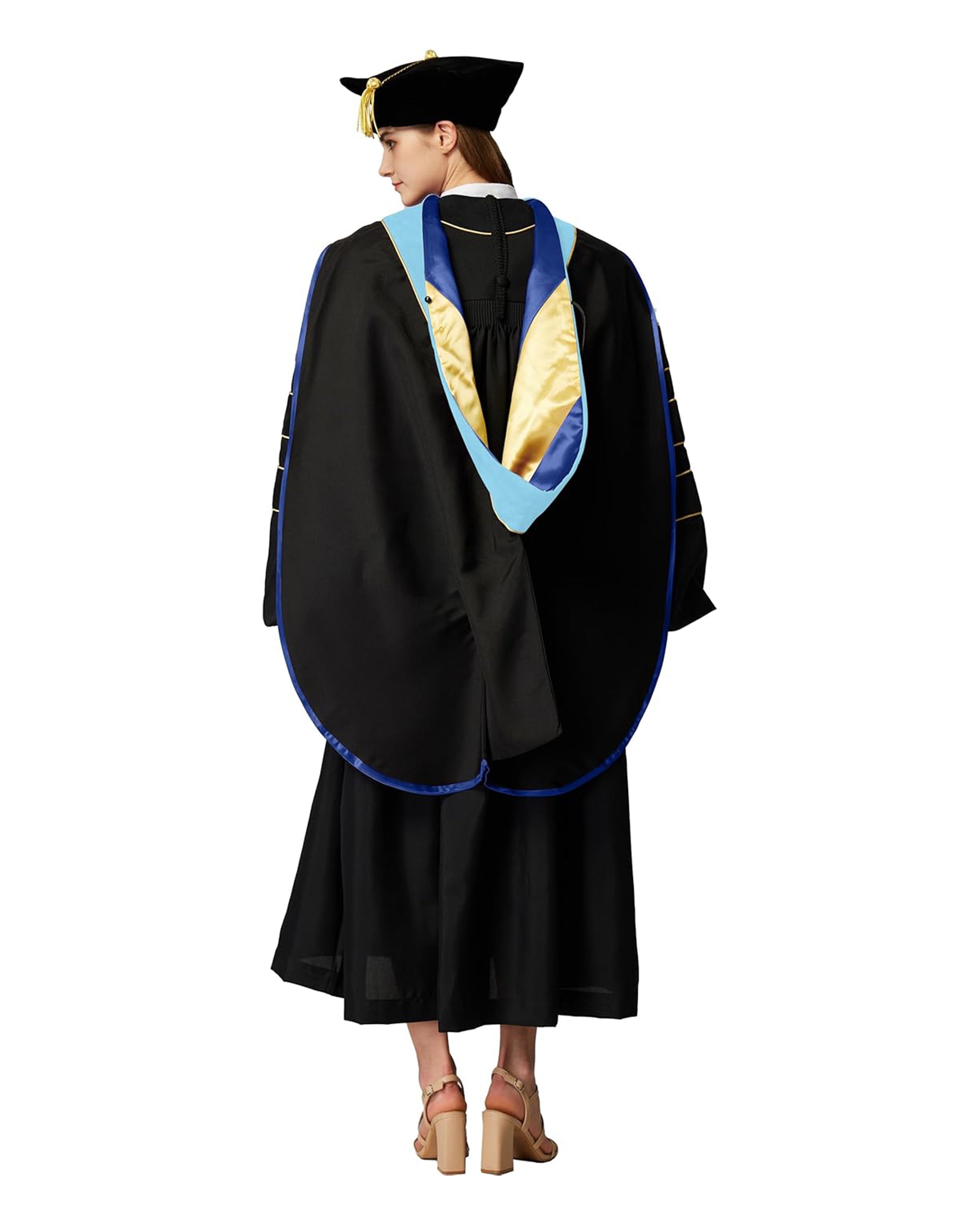 Deluxe Doctoral Graduation Hood with Gold Piping