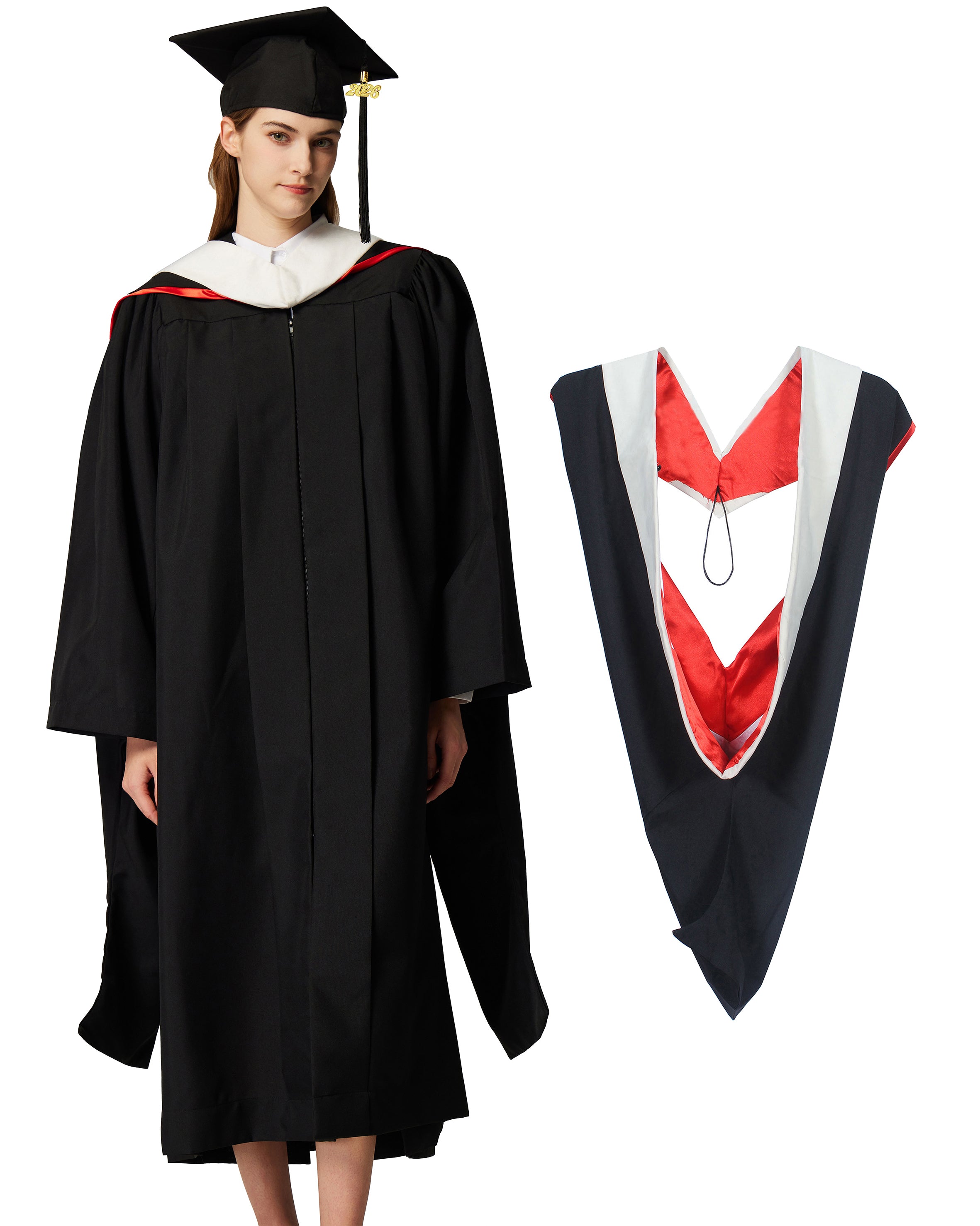 MyGradDay Unisex Master Graduation Gown Cap and Hood Master Regalia with 2026 Tassel