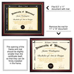 MyGradDay 8.5x11 Diploma Frame with Maroon over Gold Mat or Display 11x14 Document without Mat,Solid Wood & UV Protection Acrylic,Mahogany Degree Certificate Frame