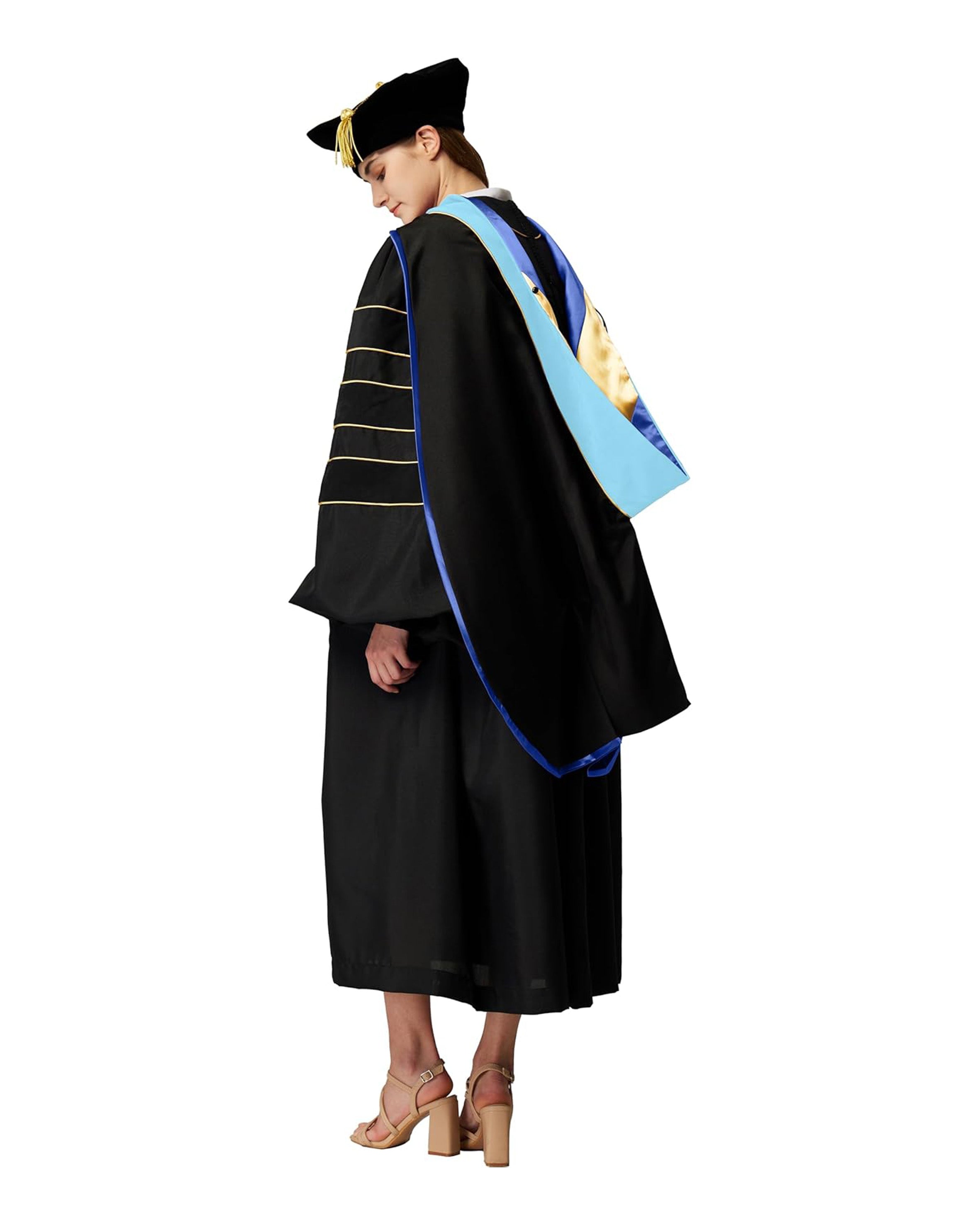 Deluxe Doctoral Graduation Hood with Gold Piping