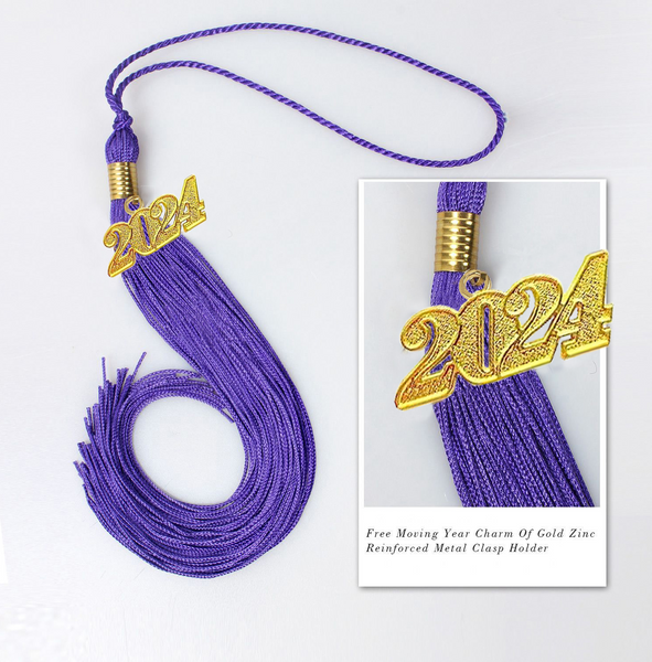 Graduation Tassel with Year Charm 2024/2023 For Cap and Gown Rich Color