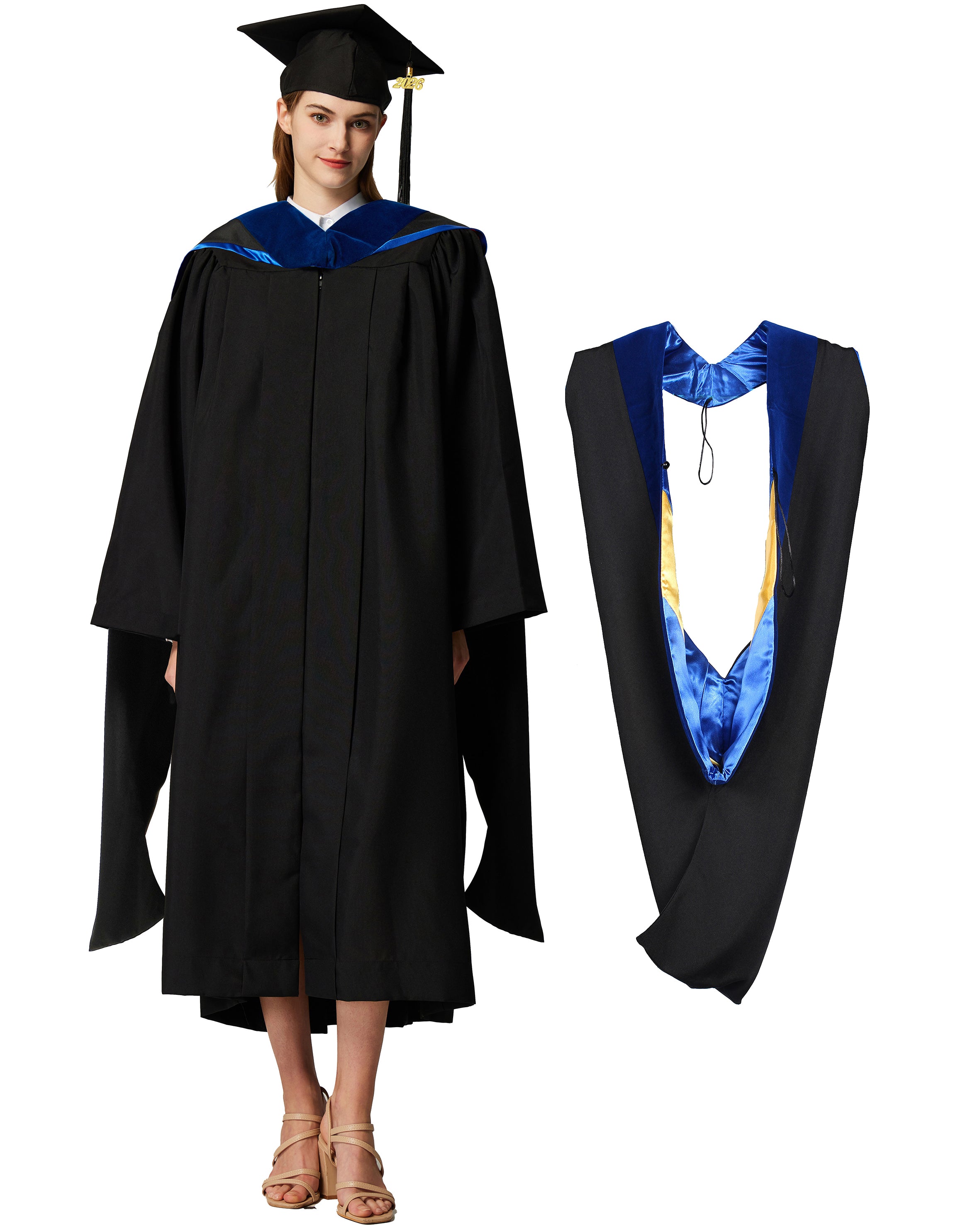 MyGradDay Unisex Master Graduation Gown Cap and Hood Master Regalia with 2026 Tassel