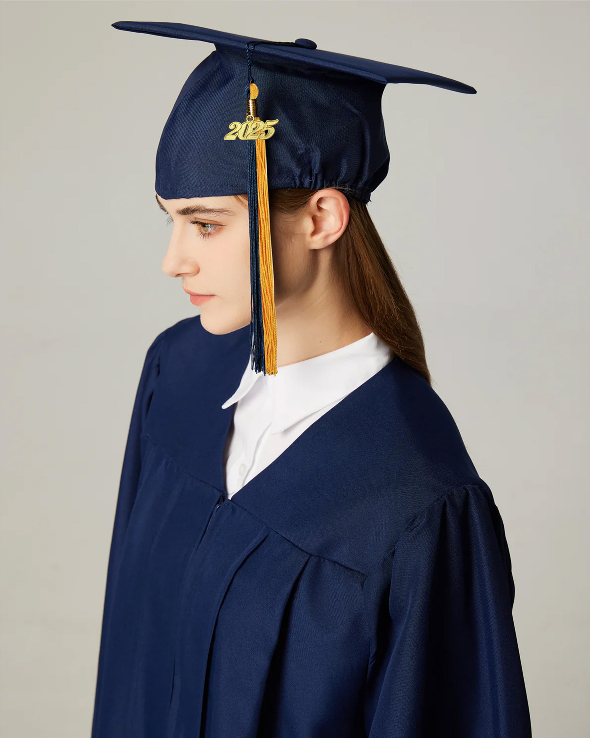 MyGradDay Unisex  Matte Graduation Cap & Gown with Tassel 2025 Year Charm Rich Color（FREE SHIPPING）