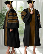 Deluxe Doctoral Graduation Gown with Gold Piping and Doctoral Tam Package (Brown Velvet)