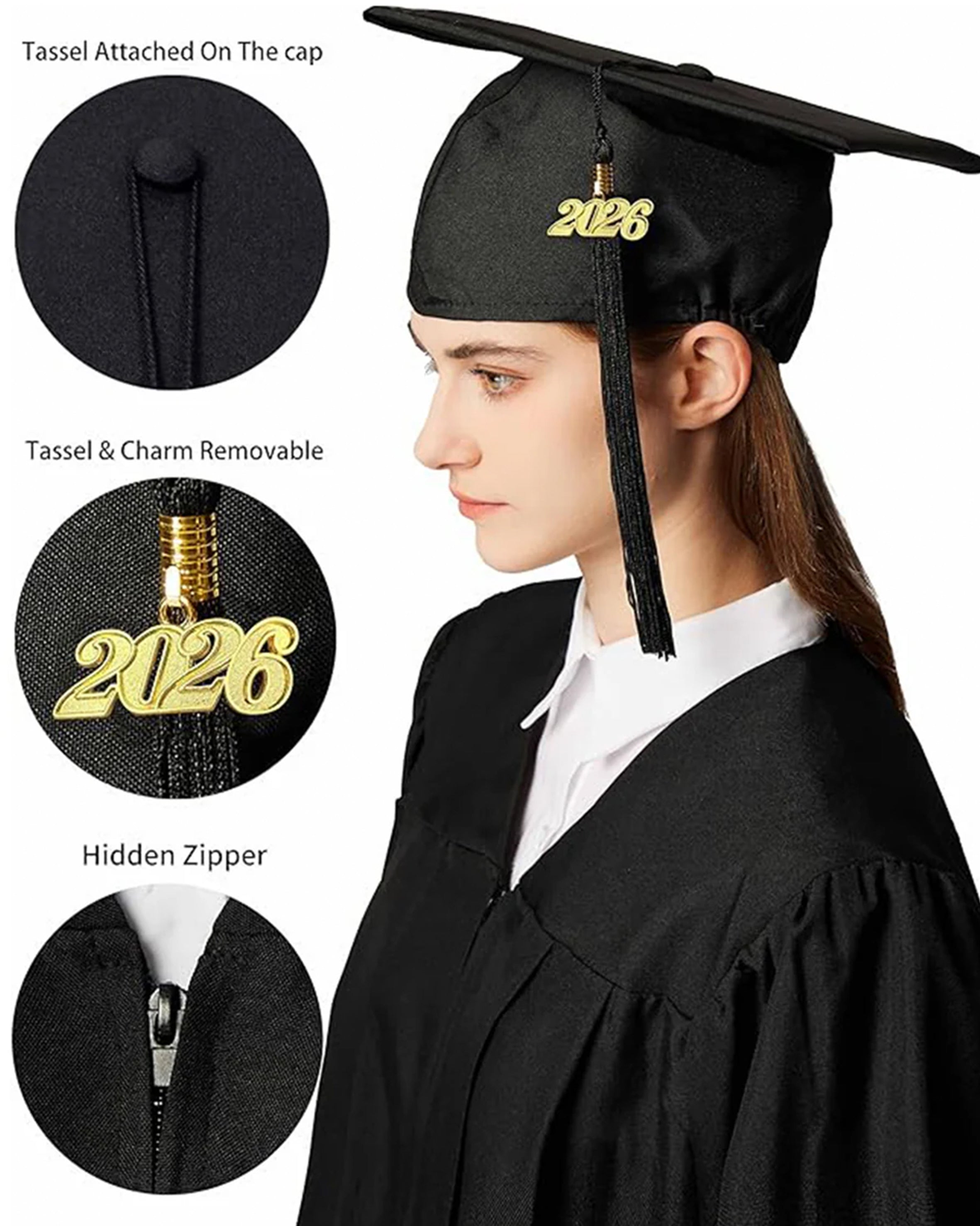 MyGradDay Unisex Master Graduation Gown Cap and Hood Master Regalia with 2026 Tassel