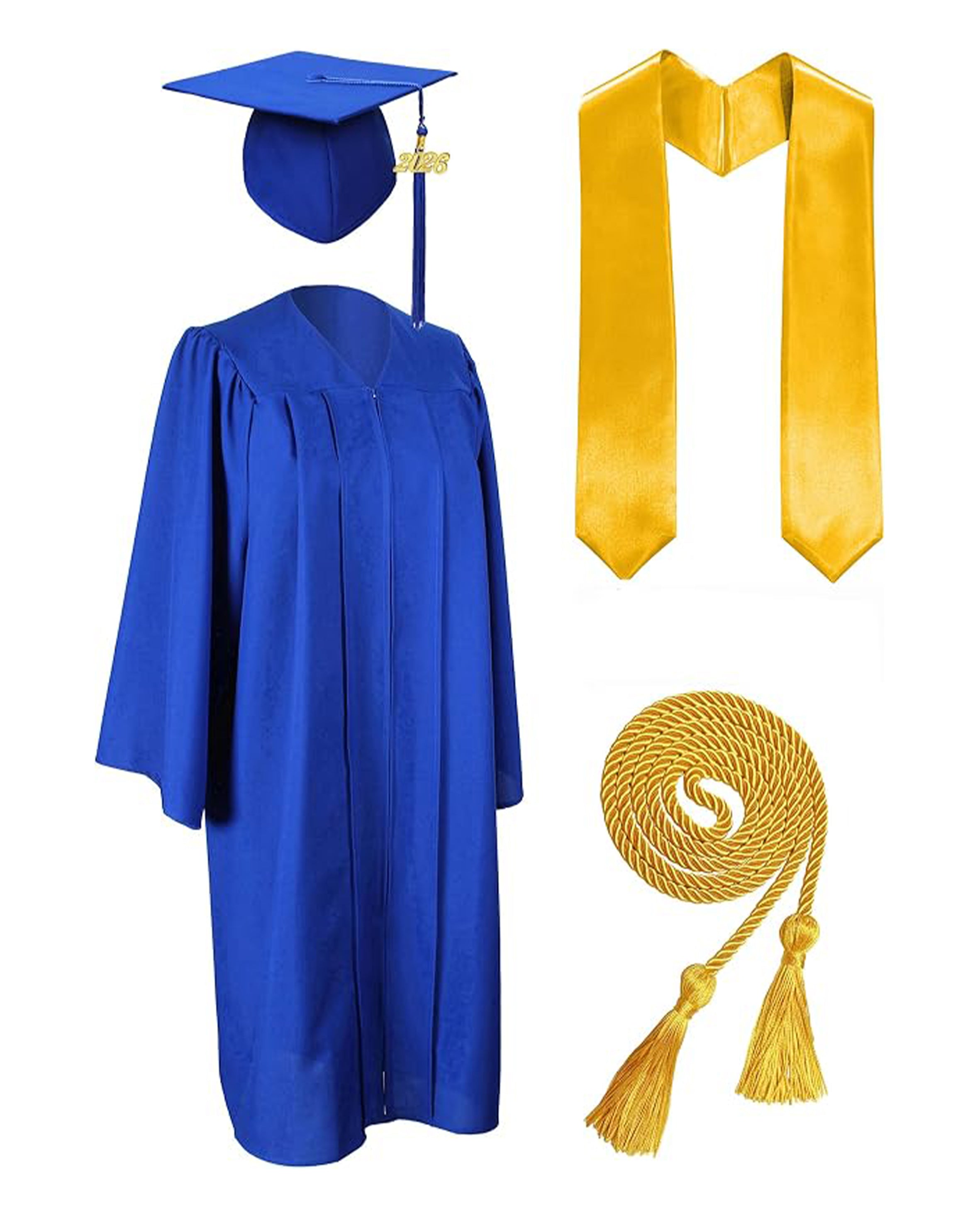 MyGradDay Unisex Matte Graduation Cap and Gown 2026 Set with Tassel Honor Cord Graduation Stoles