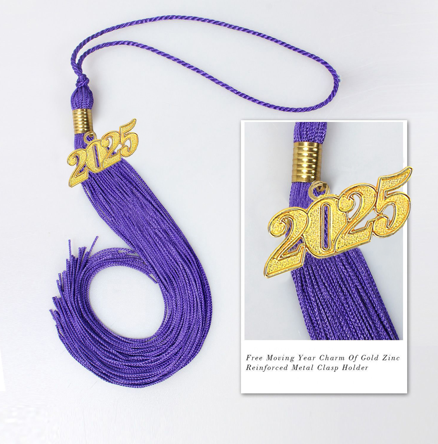 Graduation Tassel with Year Charm 2024/2025 For Cap and Gown Rich Color