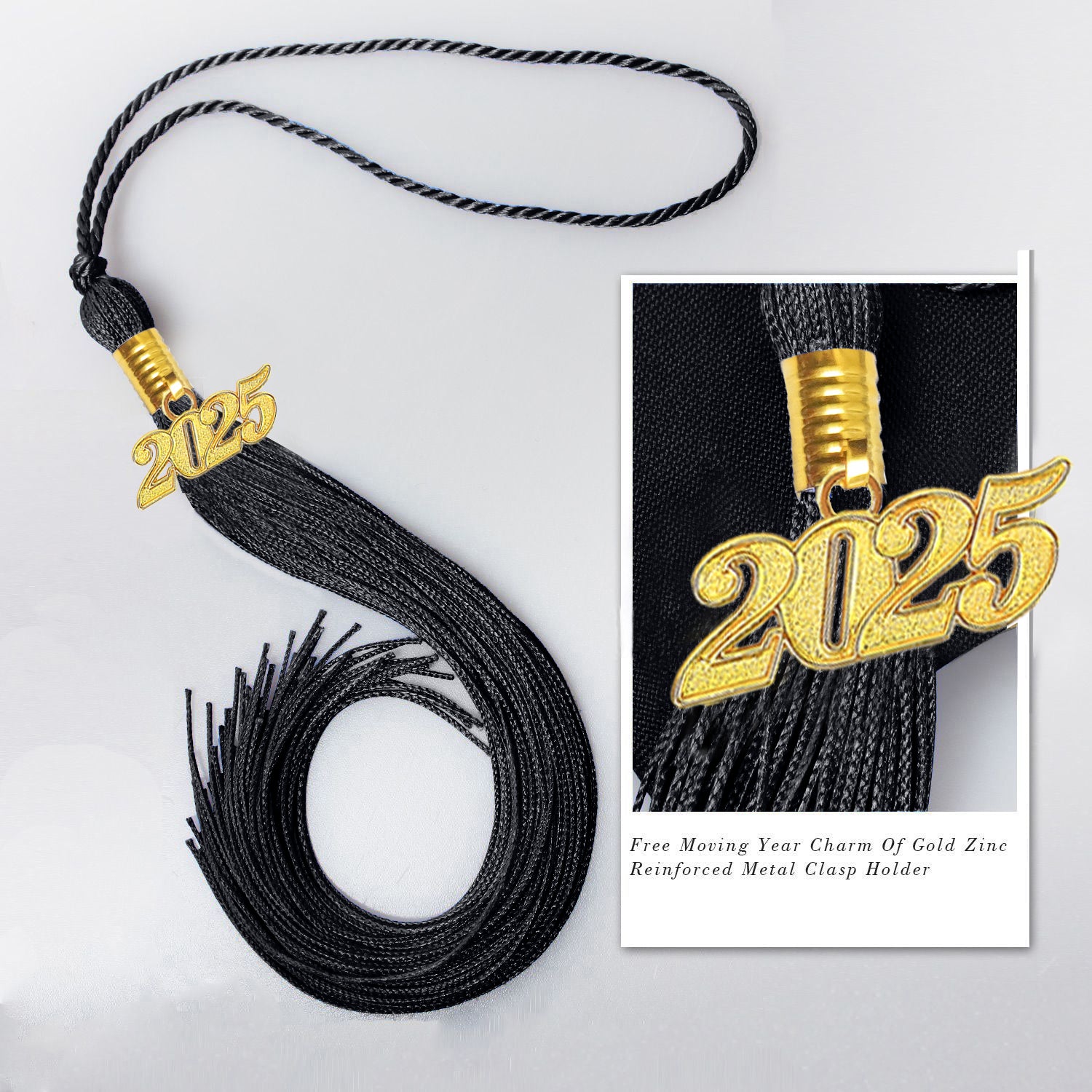 Graduation Tassel with Year Charm 2024/2025 For Cap and Gown Rich Color