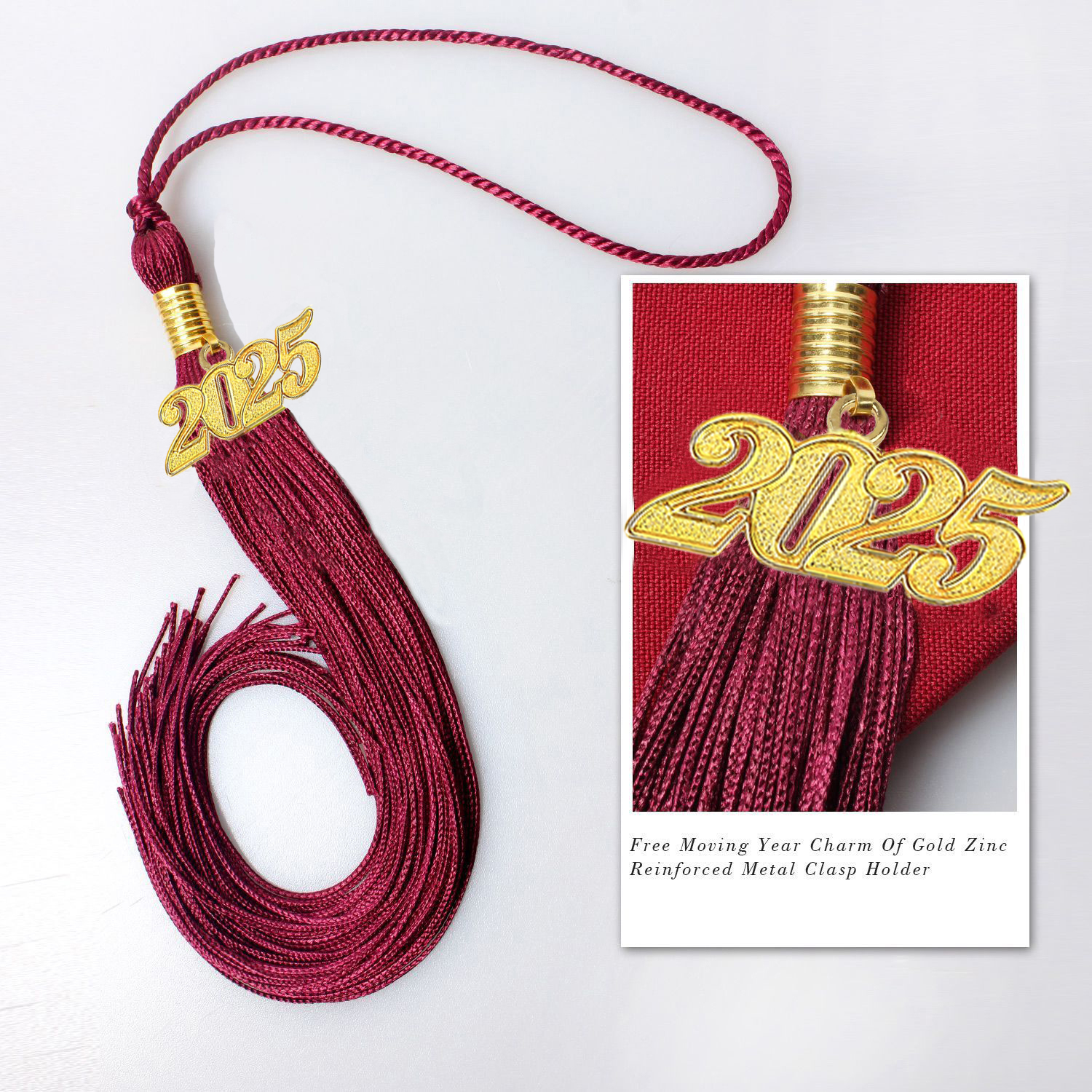 Graduation Tassel with Year Charm 2024/2025 For Cap and Gown Rich Color