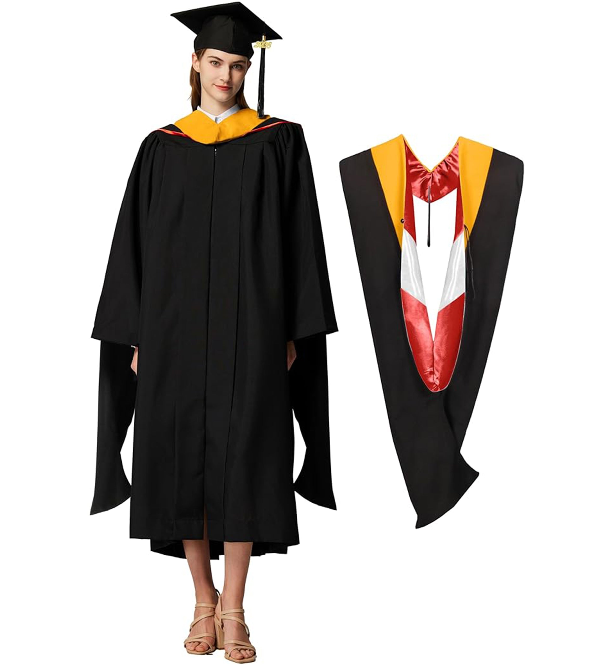MyGradDay Unisex Master Graduation Gown Cap and Hood Master Regalia with 2026 Tassel