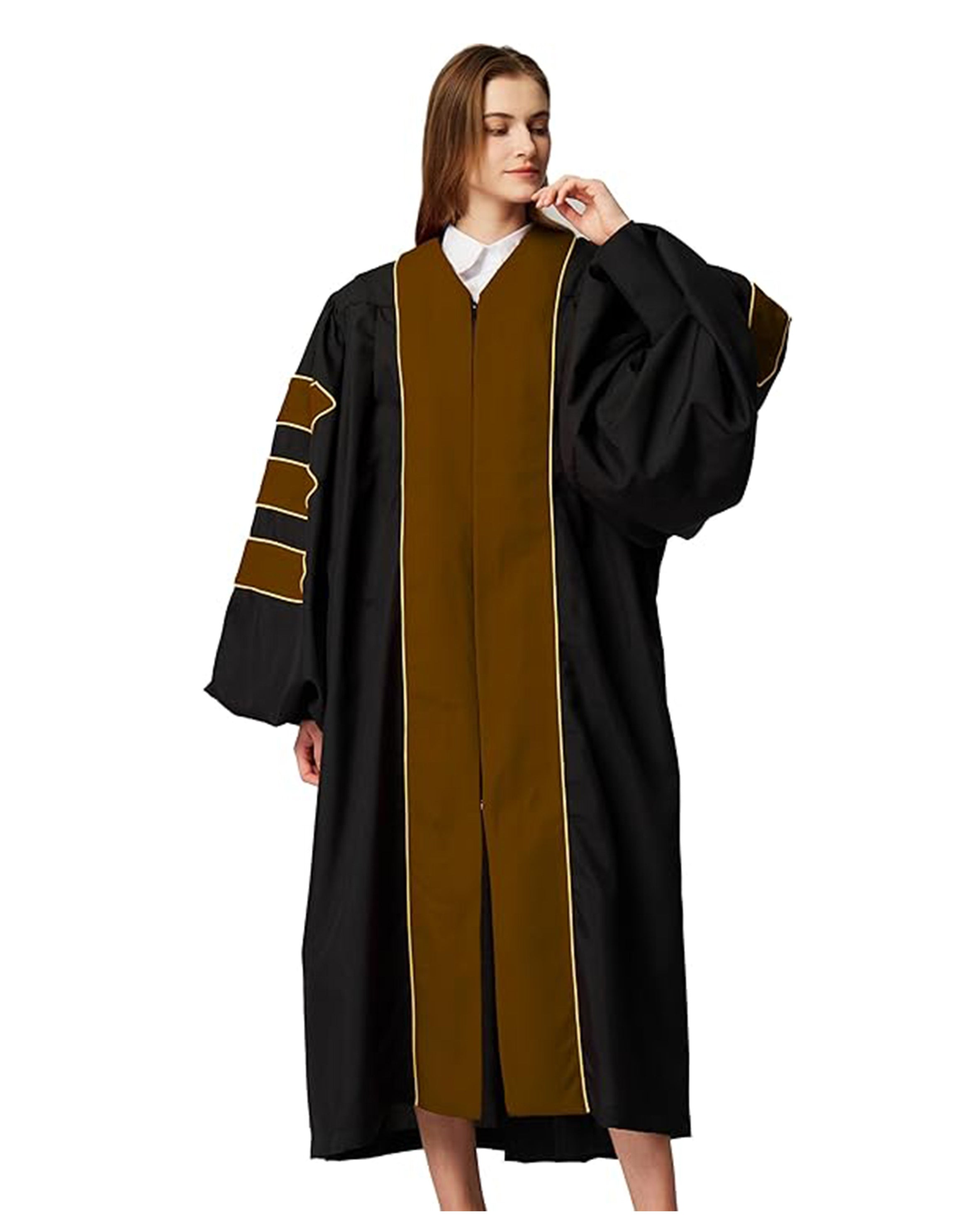 Deluxe Doctoral Graduation Gown|Graduation Regalia|PHD Gown with Gold Piping