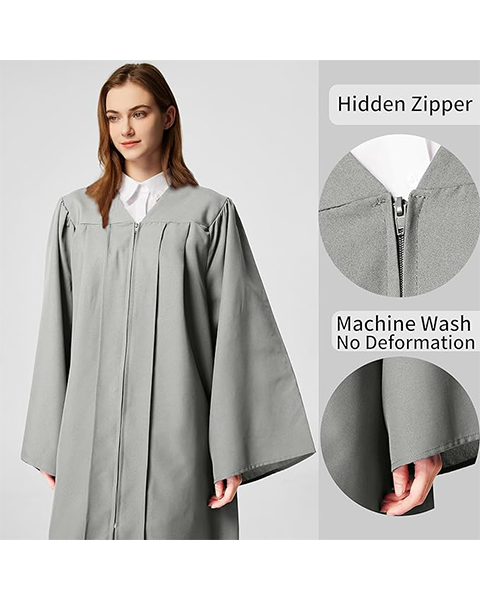 Silver Green Unisex Matte choir robes for church Baptism Officiant Confirmation Costume,Graduation Gown Pastor &judges robe