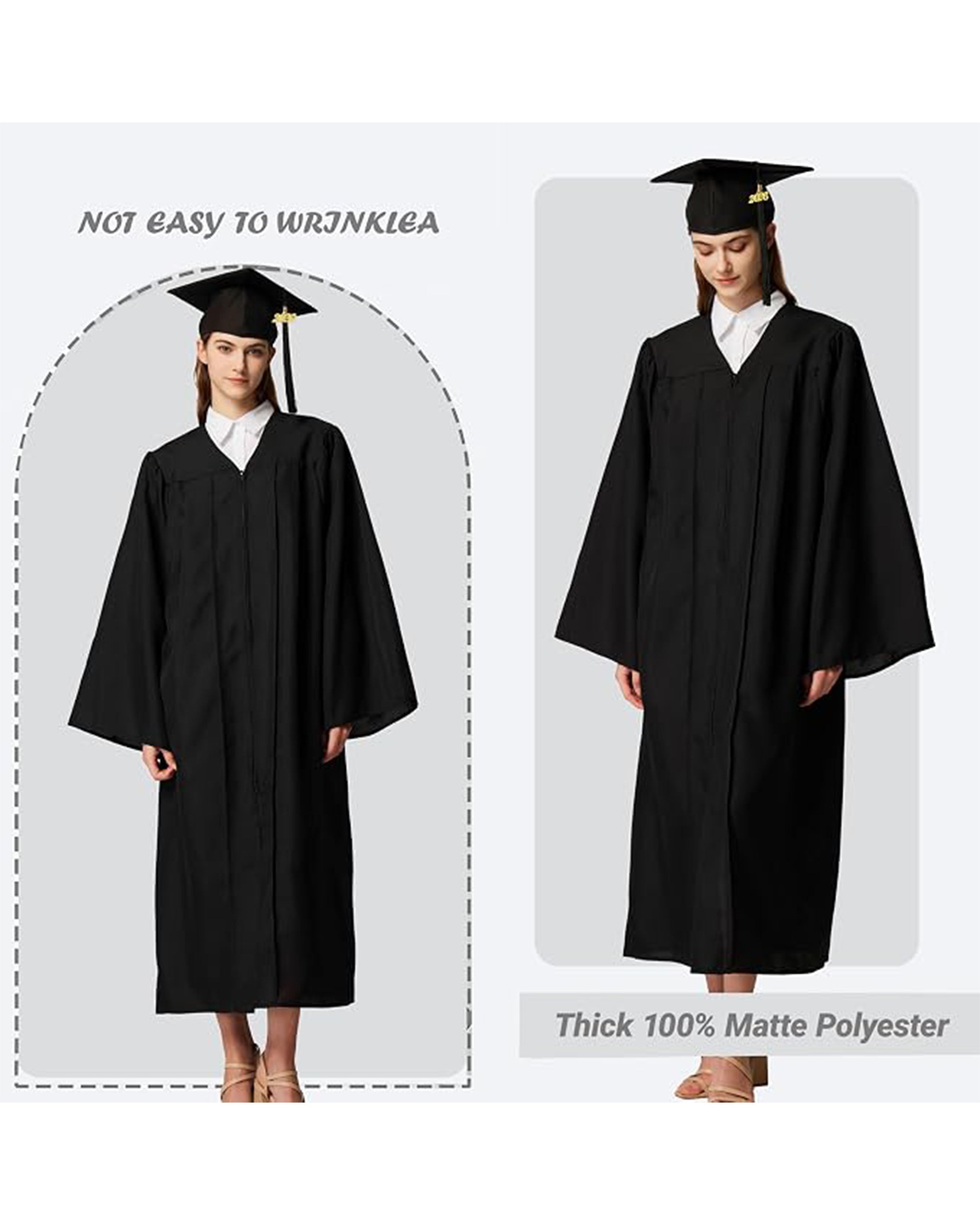 MyGradDay Unisex Matte Graduation Cap and Gown 2026 Set with Tassel Honor Cord Graduation Stoles