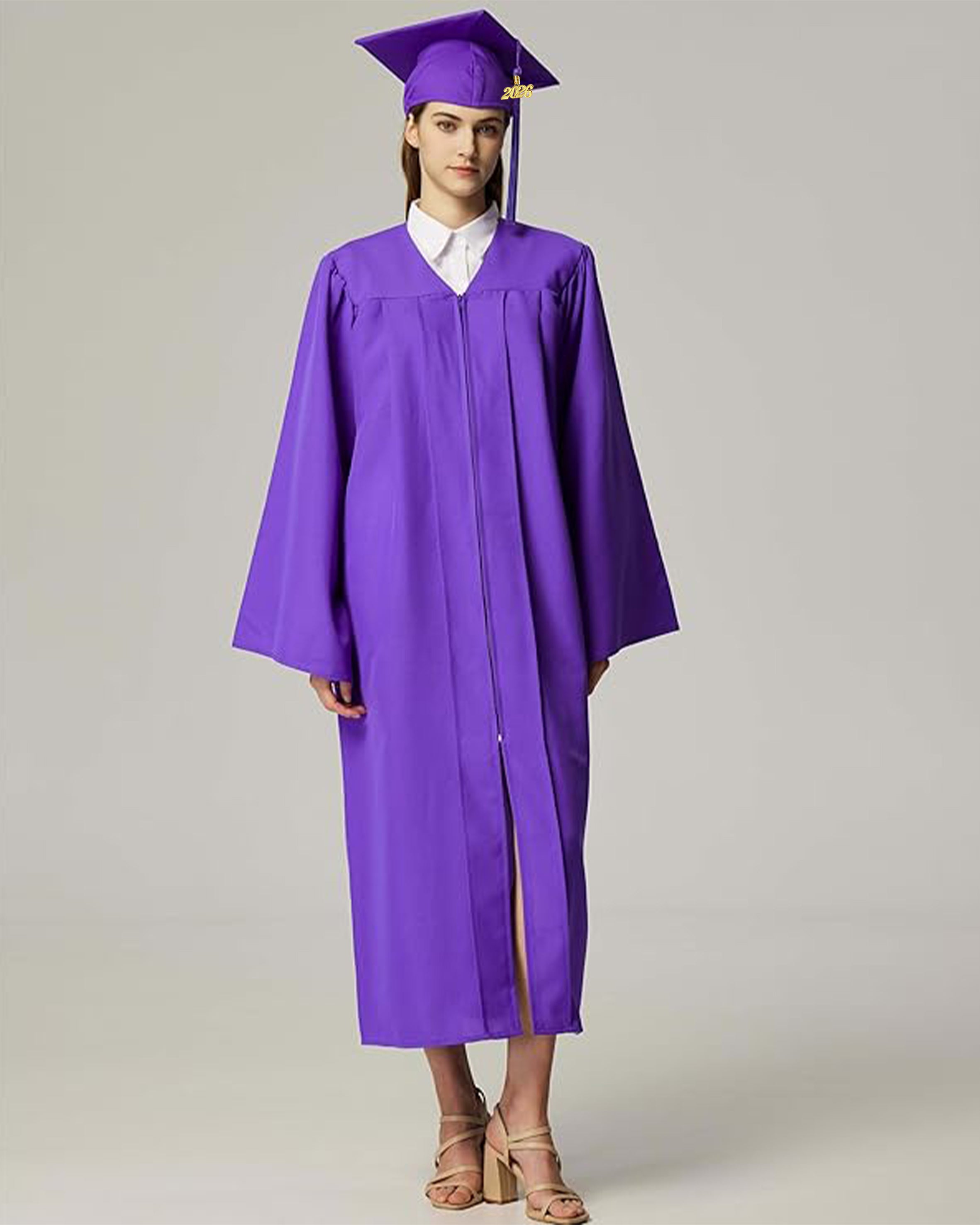 Unisex Matte Graduation Cap & Gown with Tassel 2026 Year Charm ( Rich Color )