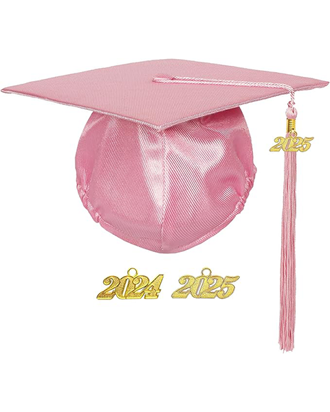 MyGradDay Unisex Adult Shiny Graduation Cap with 2024+2025 Tassel Year Charm