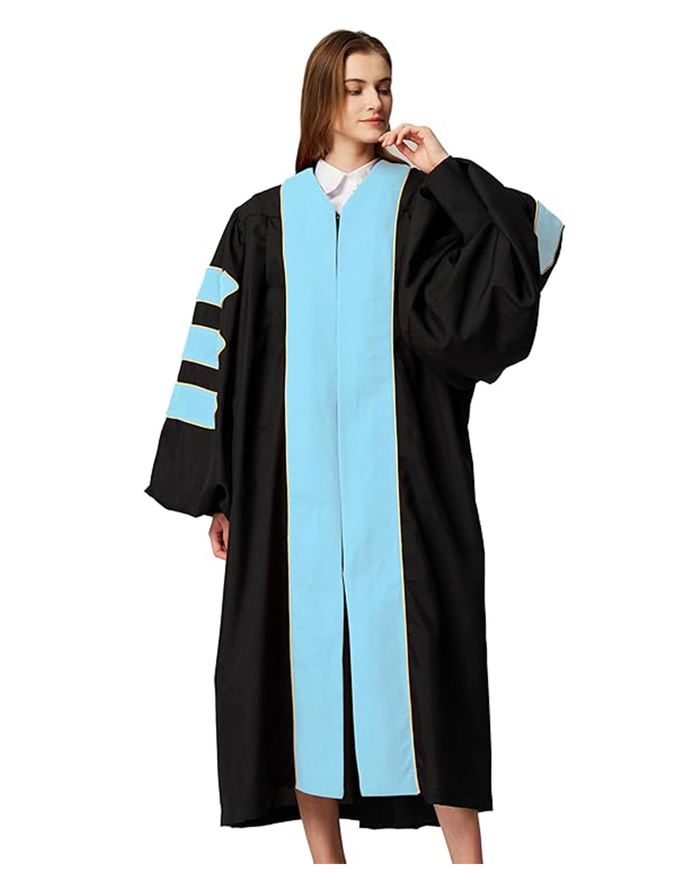 Deluxe Doctoral Graduation Gown|Graduation Regalia|PHD Gown with Gold Piping