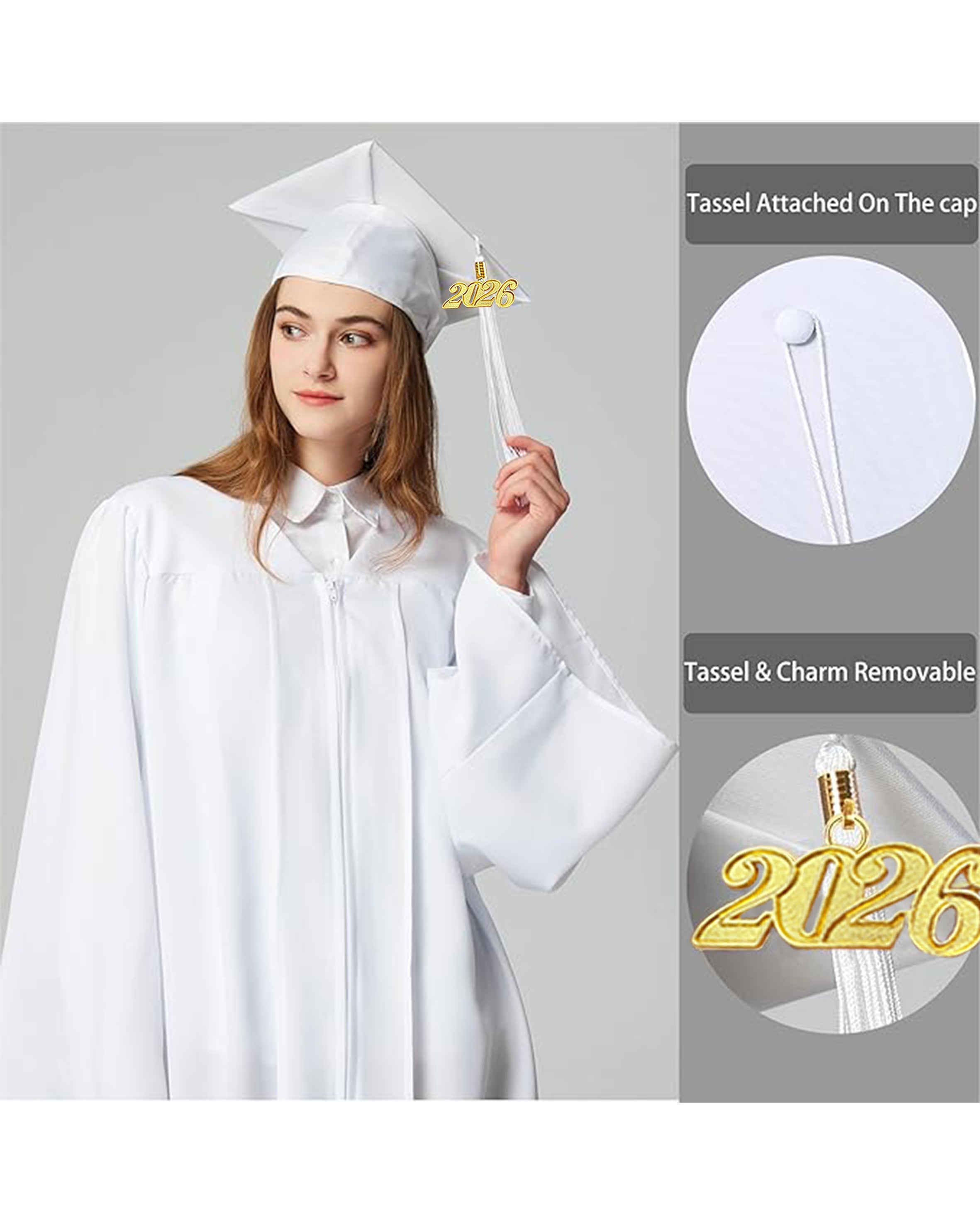 MyGradDay Unisex Adult Matte Graduation Cap with Tassel 2026 Year Charm