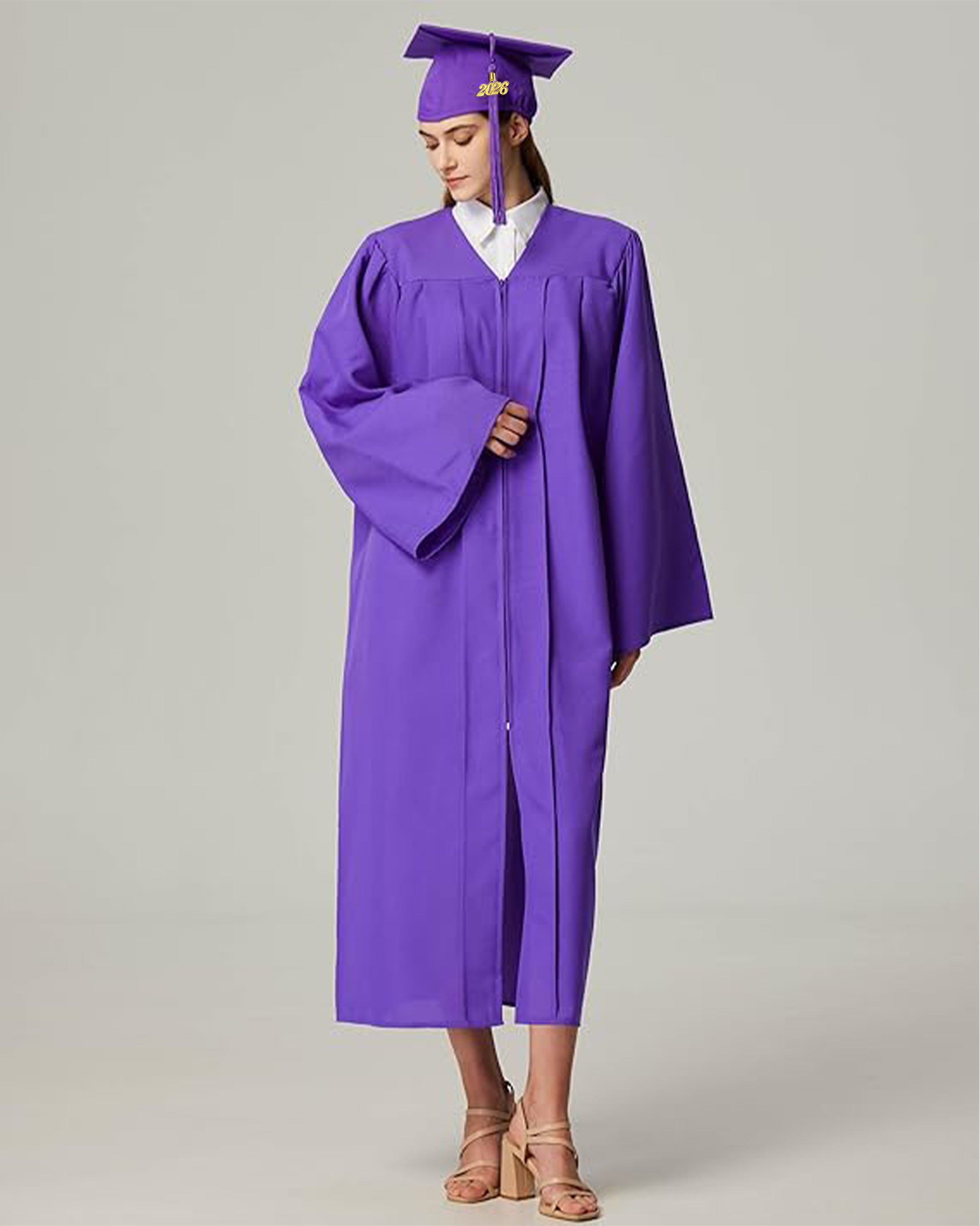 Unisex Matte Graduation Cap & Gown with Tassel 2026 Year Charm ( Rich Color )