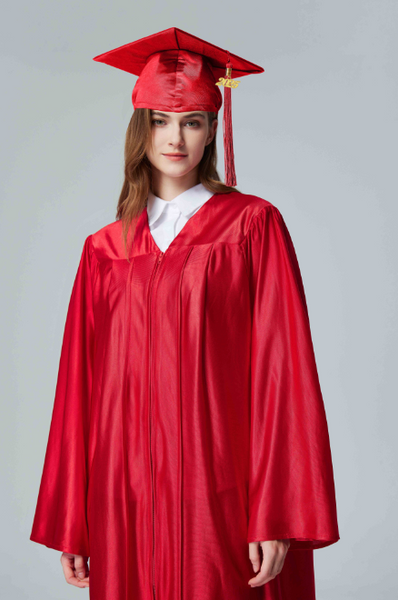 Unisex  Shiny Graduation Cap & Gown with Tassel 2025 Year Charm Rich Color