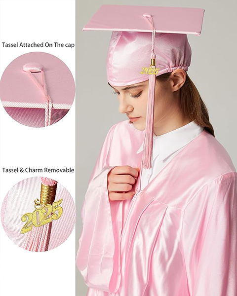 MyGradDay Unisex Adult Shiny Graduation Cap with 2024+2025 Tassel Year Charm