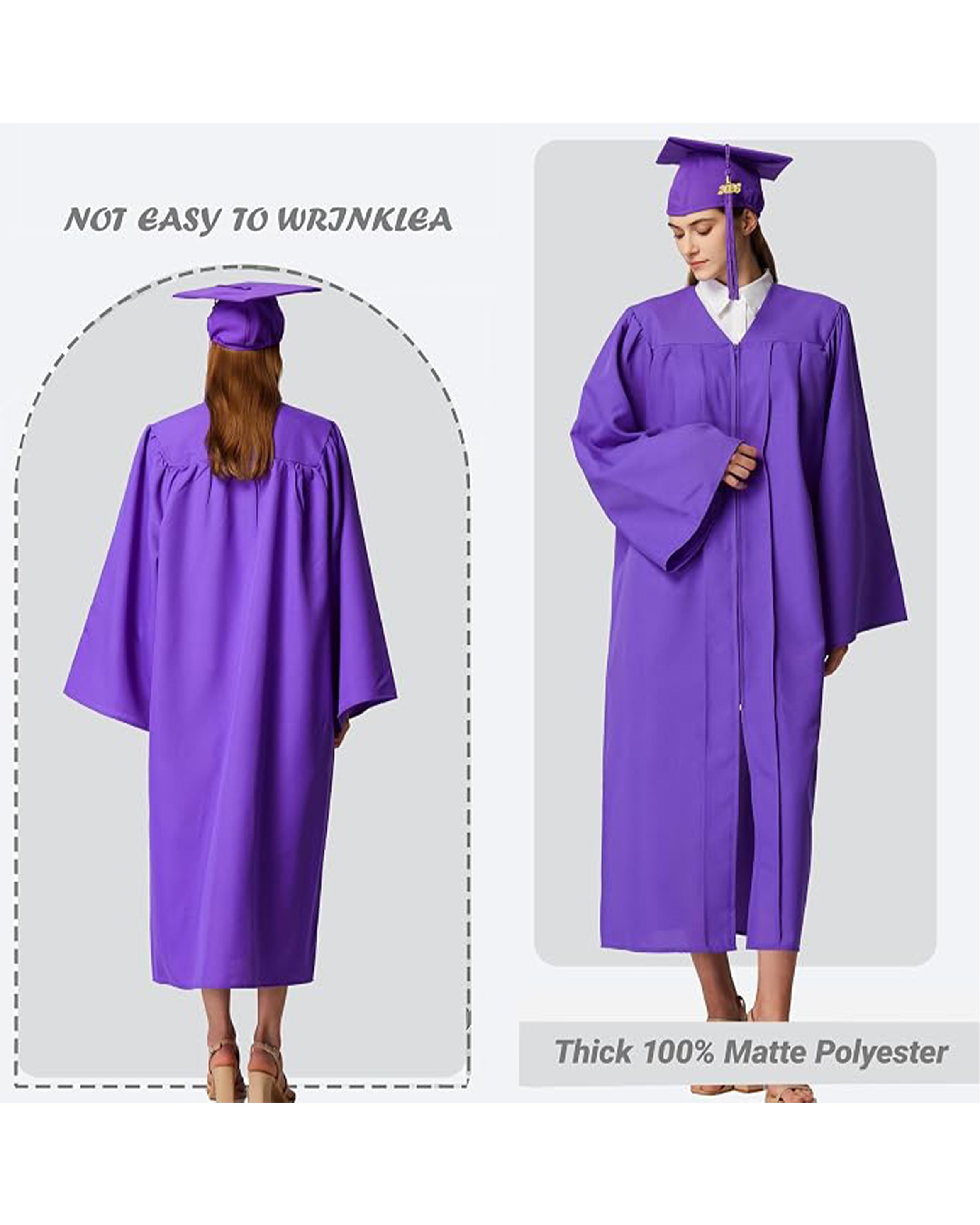 MyGradDay Unisex Matte Graduation Cap and Gown 2026 Set with Tassel Honor Cord Graduation Stoles