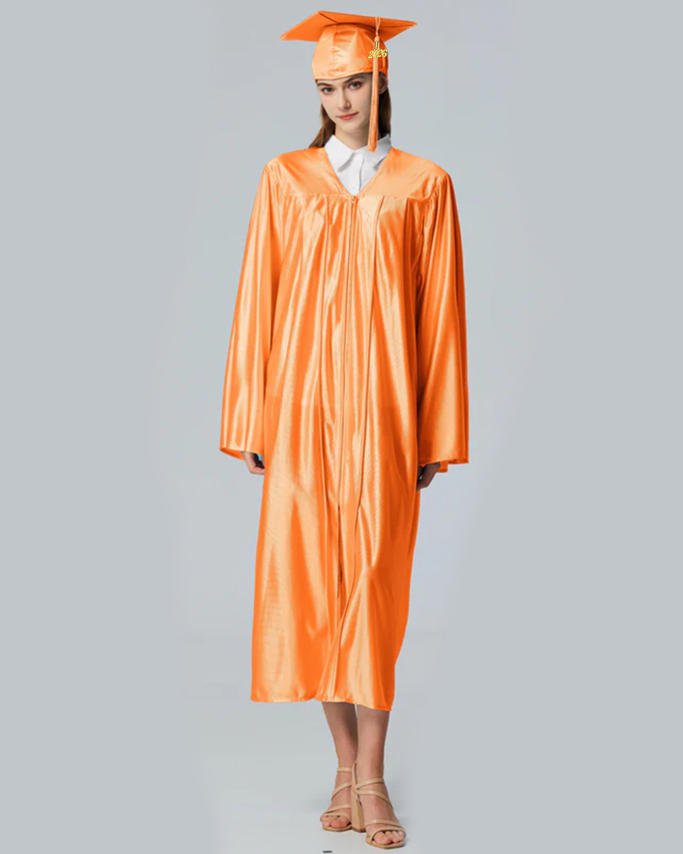 Unisex Shiny Graduation Cap and Gown with Tassel 2026 Year Charm ( Rich Color )