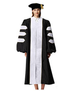 Deluxe Doctoral Graduation Gown with Gold Piping and Doctoral Tam Package (White Velvet)
