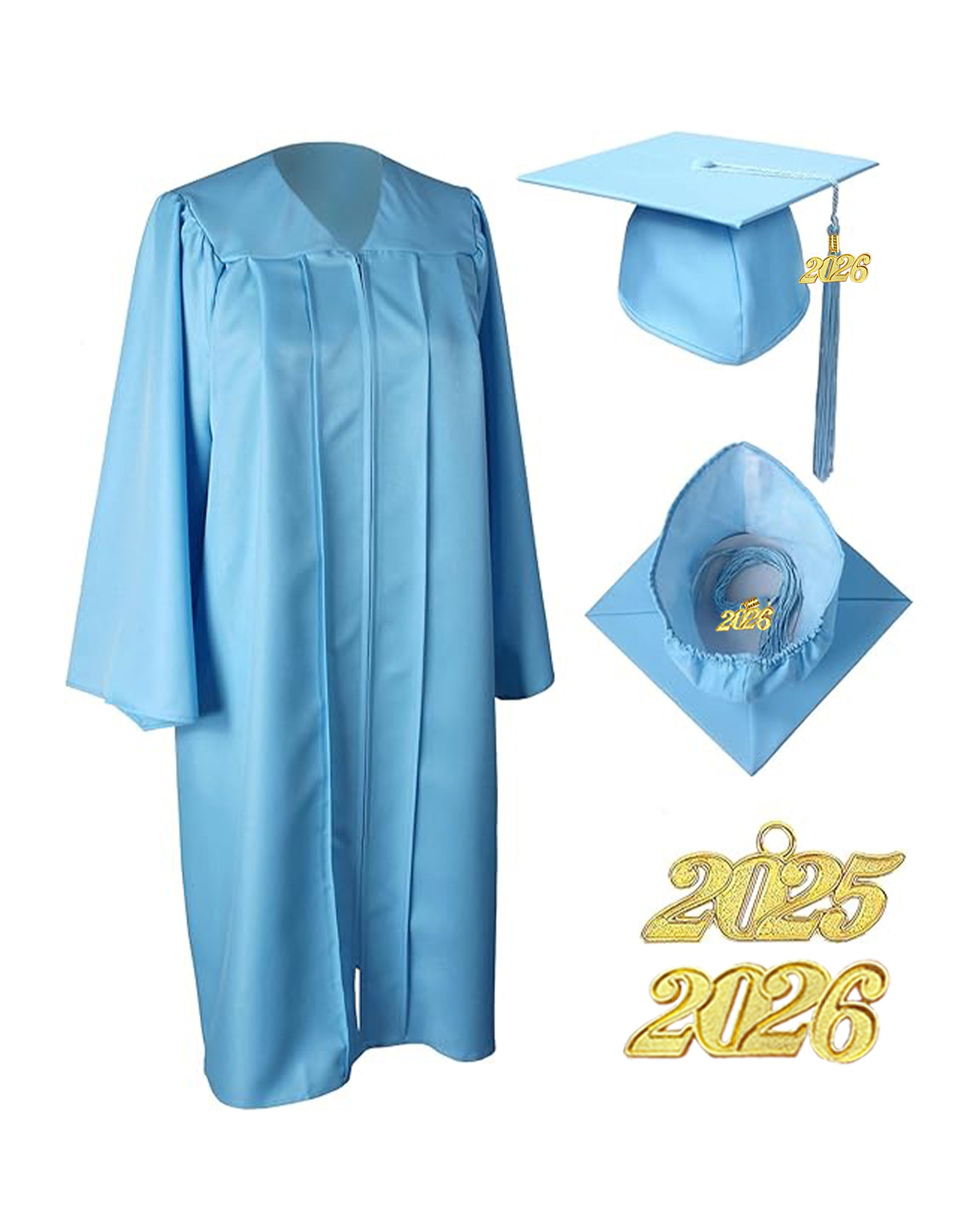 Unisex Matte Graduation Cap & Gown with Tassel 2026 Year Charm ( Rich Color )