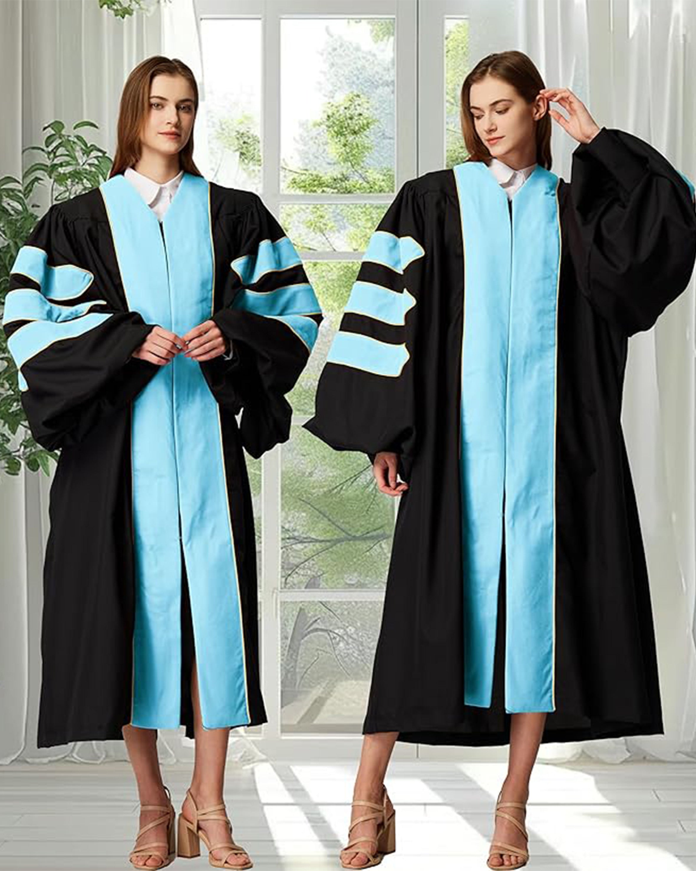 Deluxe Doctoral Graduation Gown|Graduation Regalia|PHD Gown with Gold Piping