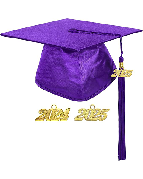 MyGradDay Unisex Adult Shiny Graduation Cap with 2024+2025 Tassel Year Charm