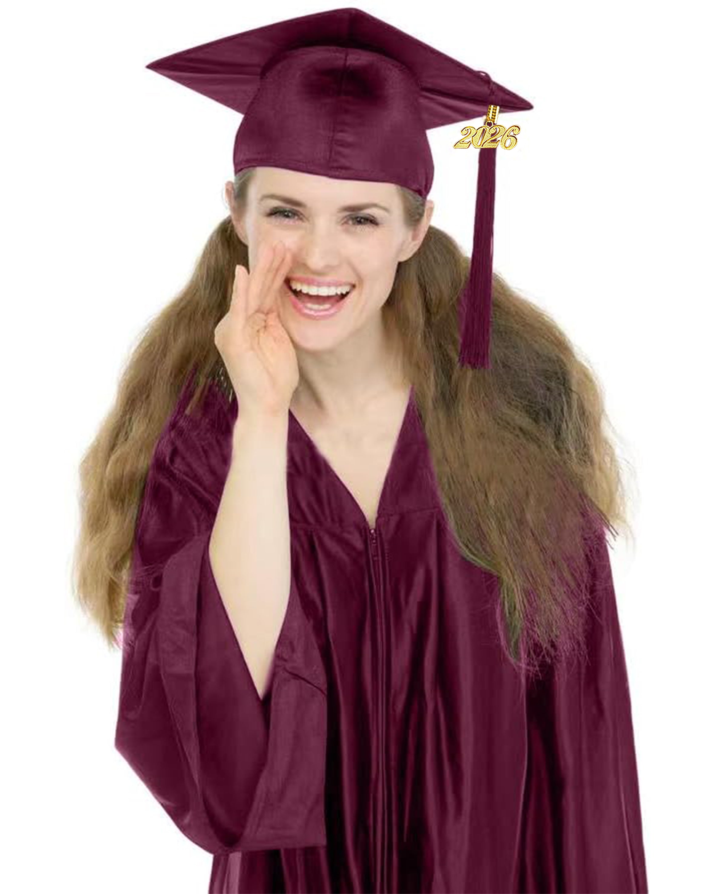 MyGradDay Unisex Adult Shiny Graduation Cap with Tassel 2026 Year Charm