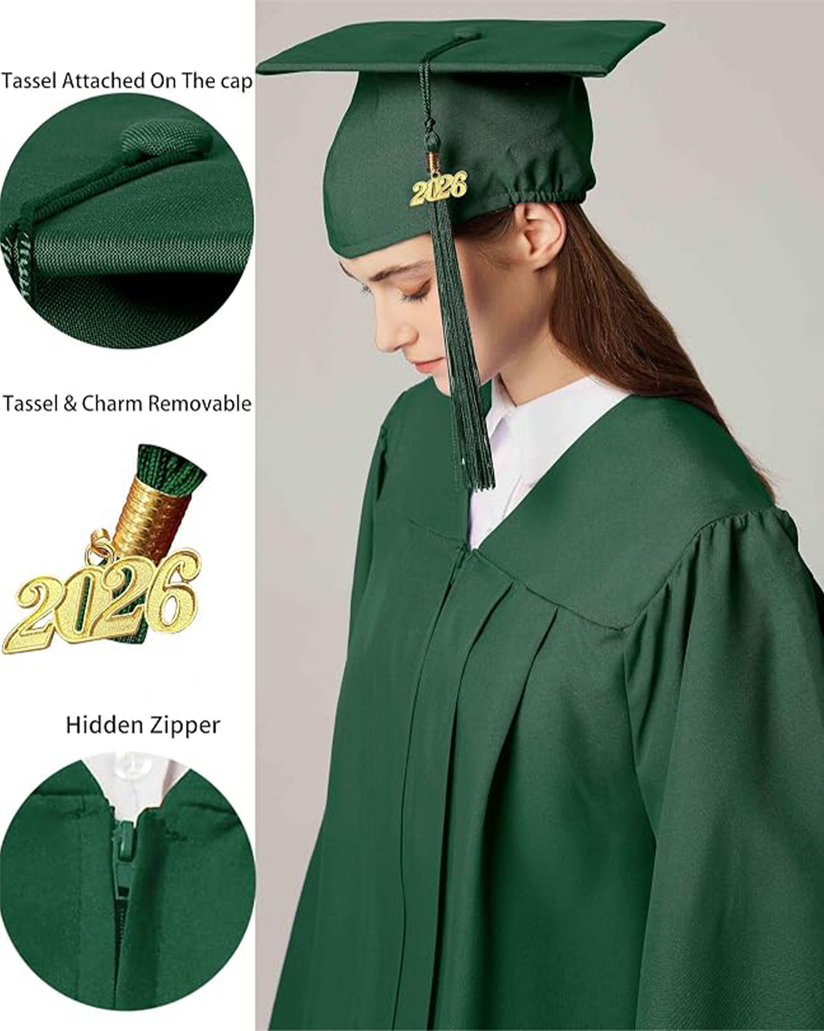 MyGradDay Unisex Matte Graduation Cap and Gown 2026 Set with Tassel Honor Cord Graduation Stoles