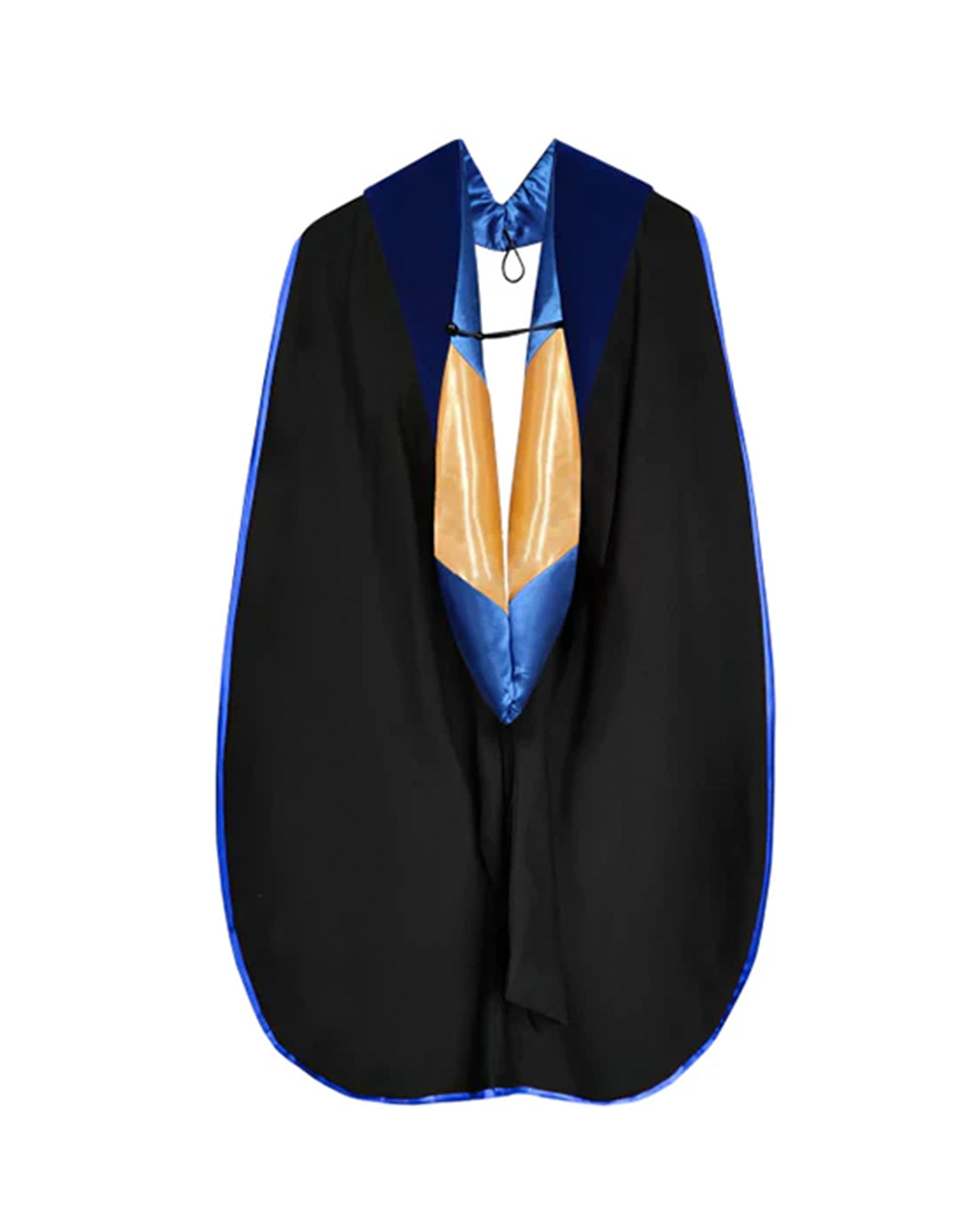 Deluxe Doctoral Graduation Gown with Gold Piping Plus Doctoral Tam and Doctoral Hood  Package