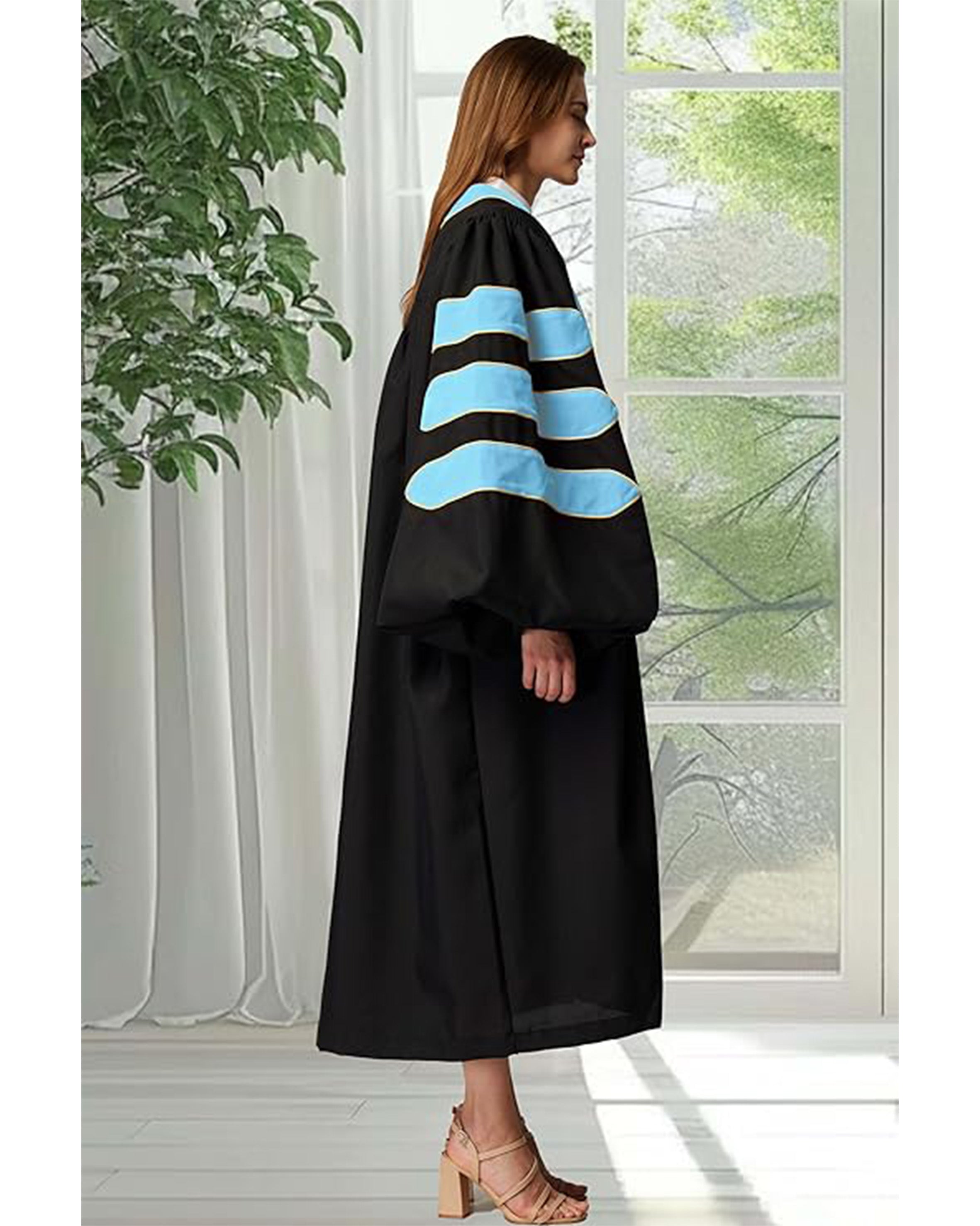 Deluxe Doctoral Graduation Gown|Graduation Regalia|PHD Gown with Gold Piping