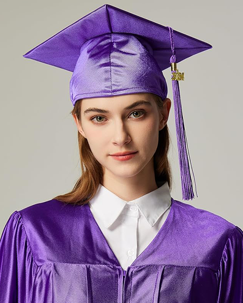 MyGradDay Unisex Adult Shiny Graduation Cap with 2024+2025 Tassel Year Charm