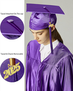 MyGradDay Unisex Adult Shiny Graduation Cap with 2024+2025 Tassel Year Charm